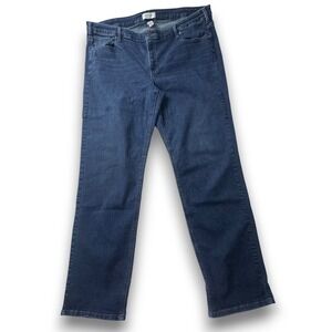 Lane Bryant Womens 26L Super Stretch Straight Leg Jeans Dark Wash Mid Rise Blue